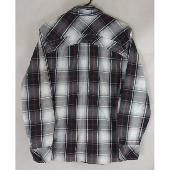 Buckle BKE Standard Fit Black Plaid With Marbled Pearl Snaps Men's Shirt Large - Picture 4 of 8